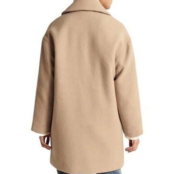 Abercrombie & Fitch Wool blend oversized boxy light brown tan coat sz Medium - Picture 2 of 9